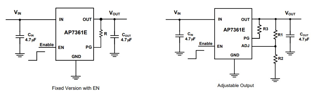 Application Circuit Diagram - Diodes Incorporated AP7361E Low Dropout Regulator